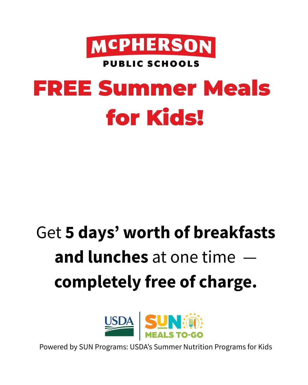 McPherson Public Schools Launches Free Summer Meals Program Starting June 5