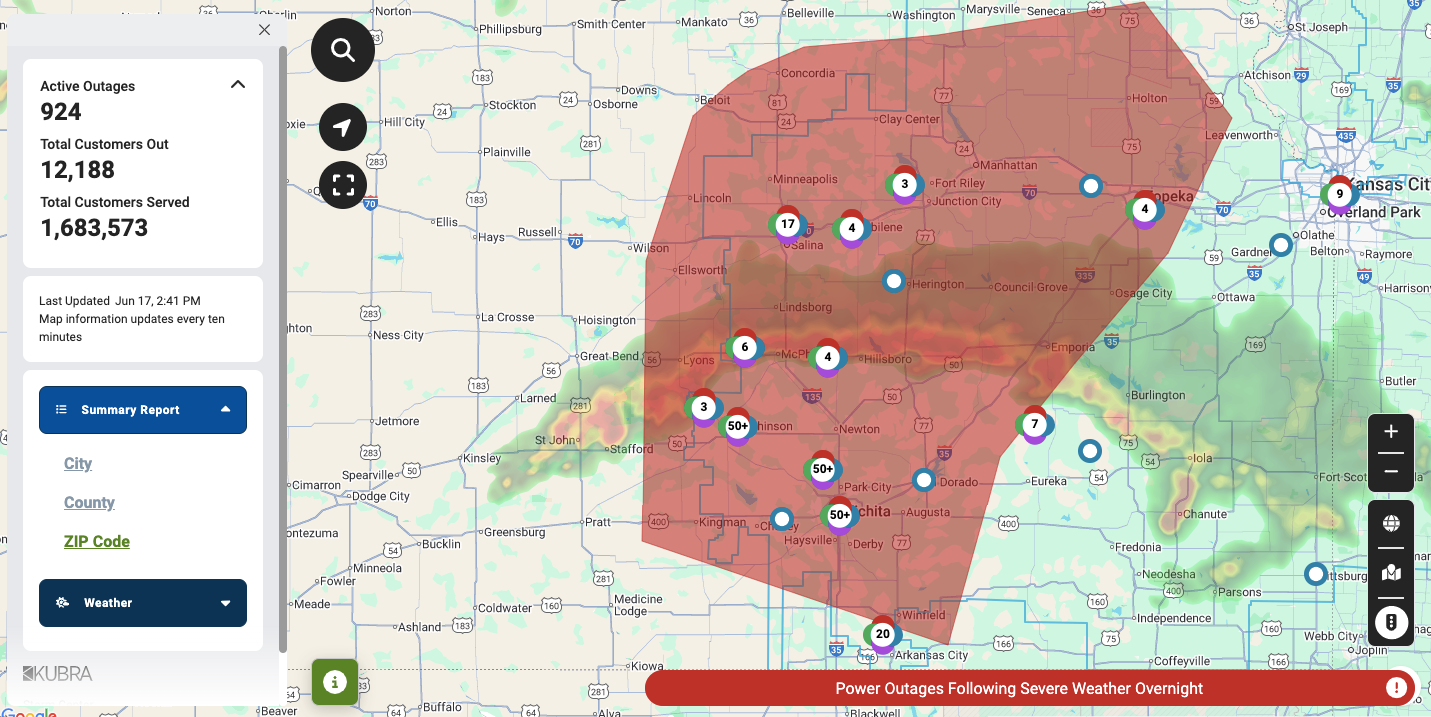 Severe storms leave more than 1,000 without power in Hutchinson