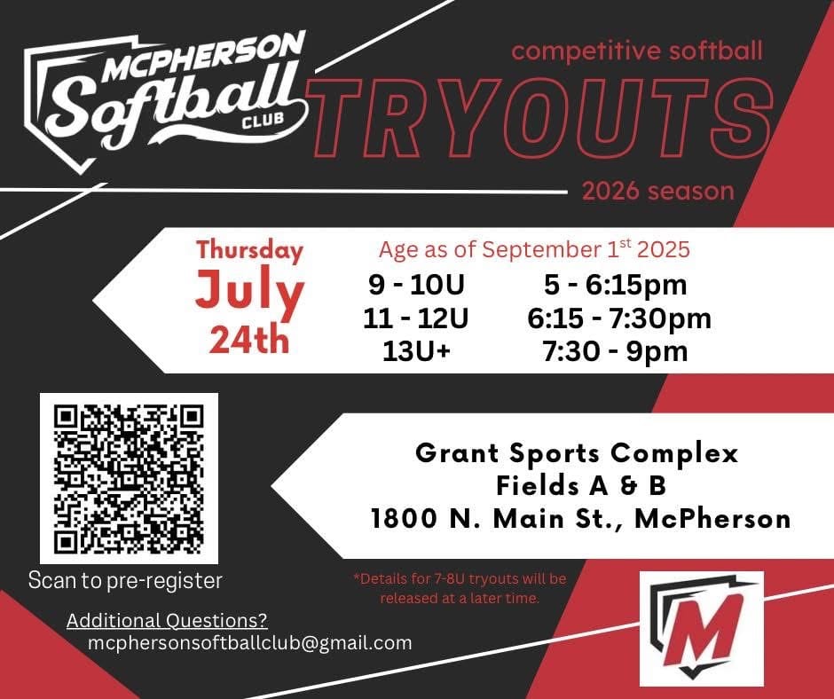 McPherson Softball Club Announces Competitive Tryouts for 2026 Season