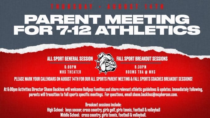 McPherson Schools to Host Parent Meeting for Fall Athletics