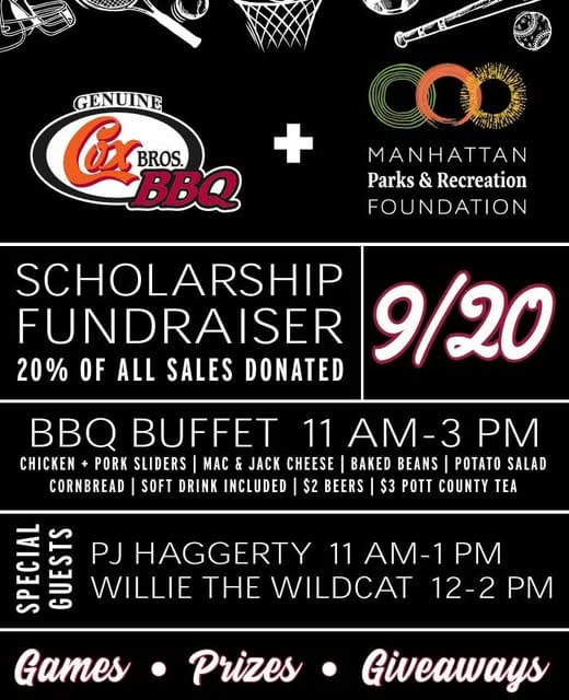 Manhattan Parks Foundation to Host Scholarship Fundraiser at Cox Bros. BBQ