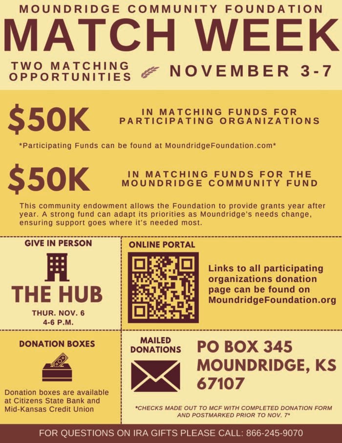 Moundridge Community Foundation Launches 10th Annual Match Week