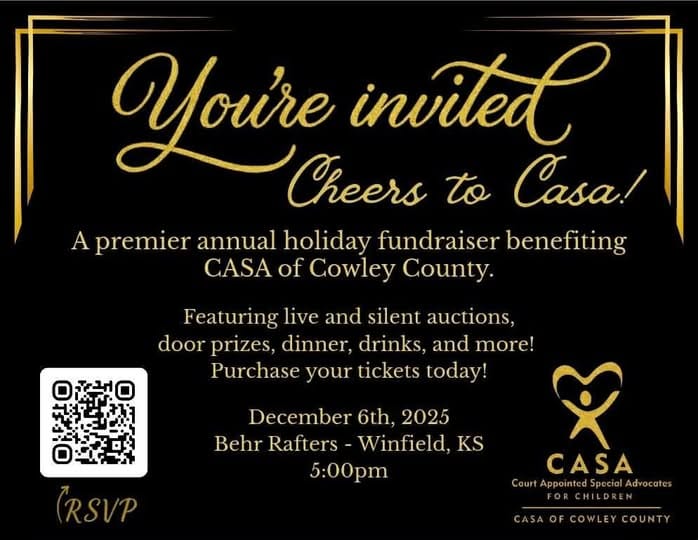 CASA of Cowley County to host annual Cheers to CASA fundraiser Dec. 6
