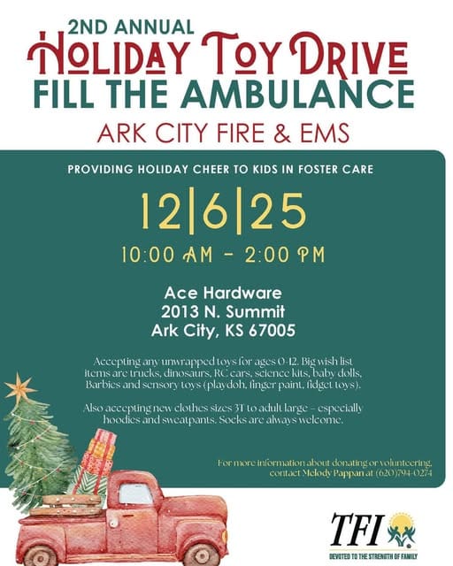 Arkansas City Fire Department Partners with TFI for Holiday Toy Drive