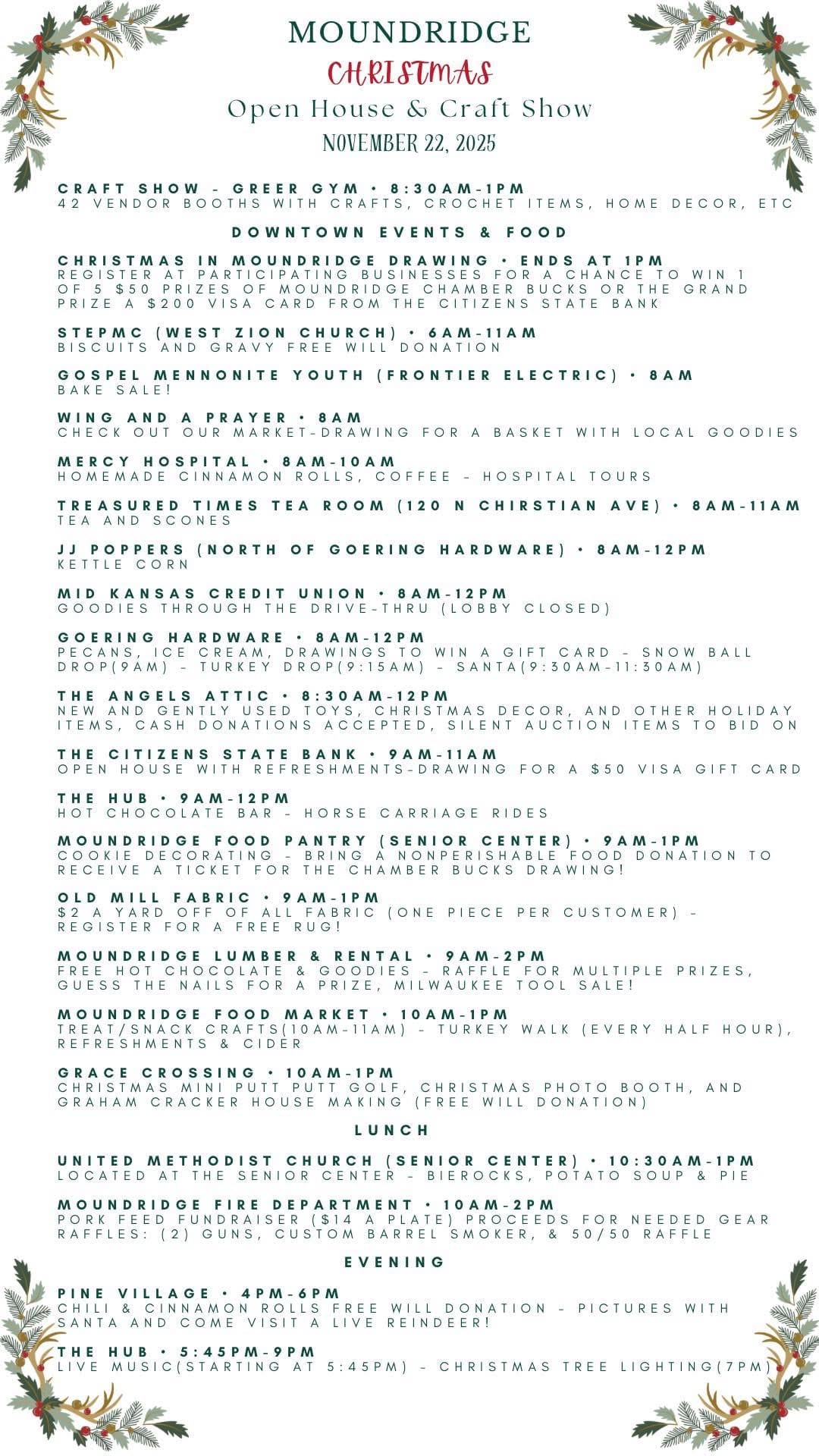 Moundridge Celebrates Christmas with Community-Wide Open House and Craft Show