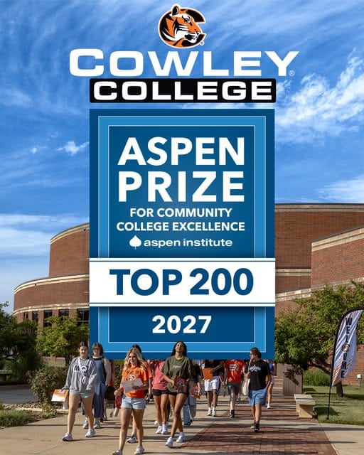 Cowley College Selected as Top 200 Aspen Prize Finalist for Community College Excellence