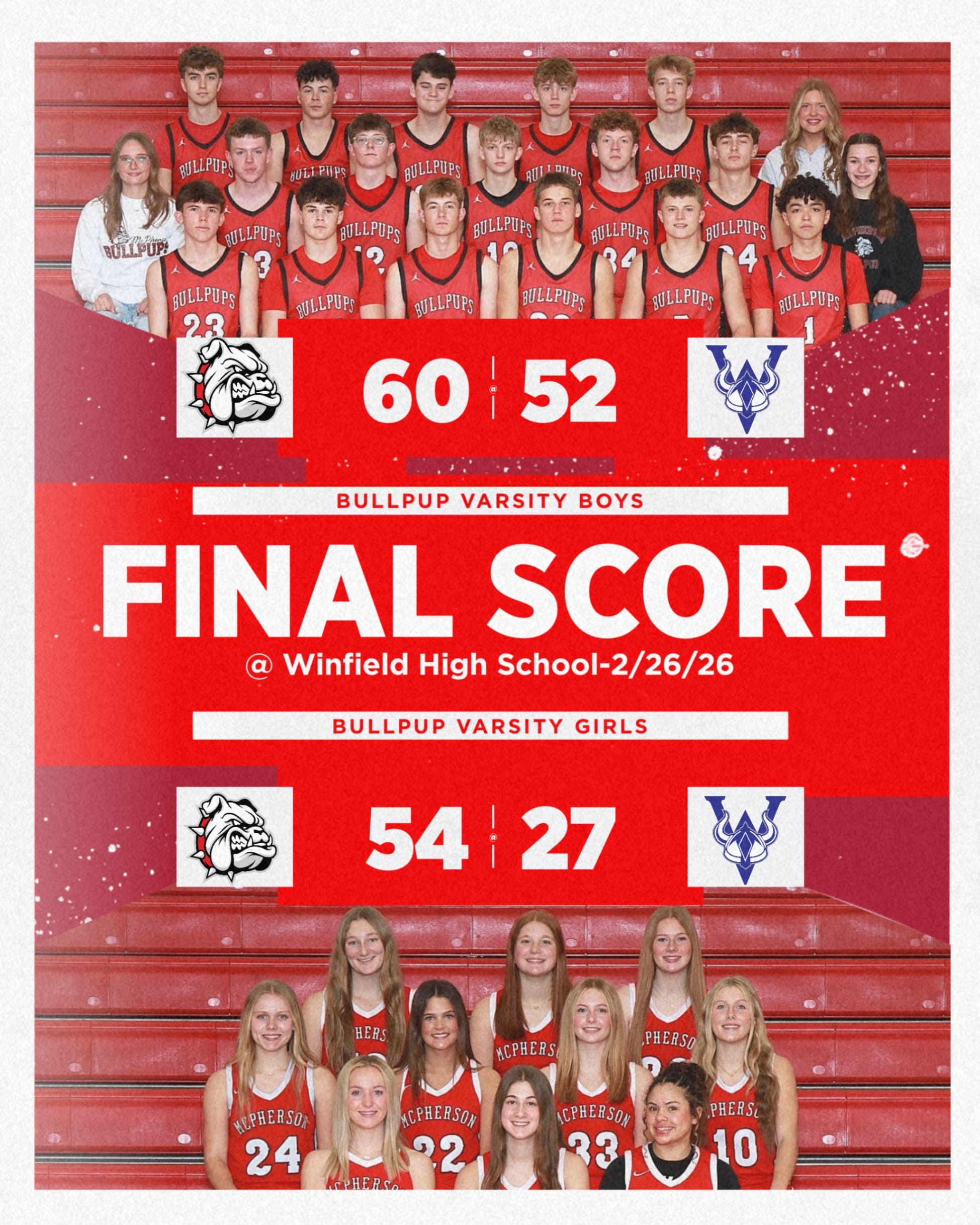 Bullpup Boys, Girls Top Winfield on the Road