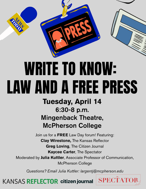 Free Press Forum Coming to McPherson College for Law Day