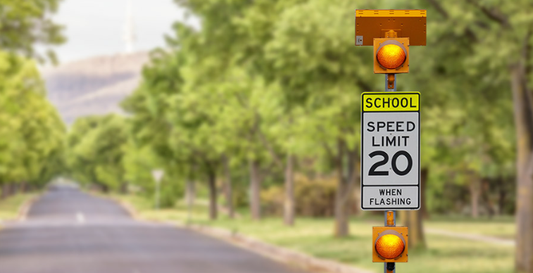 Schools getting flashing speed signs
