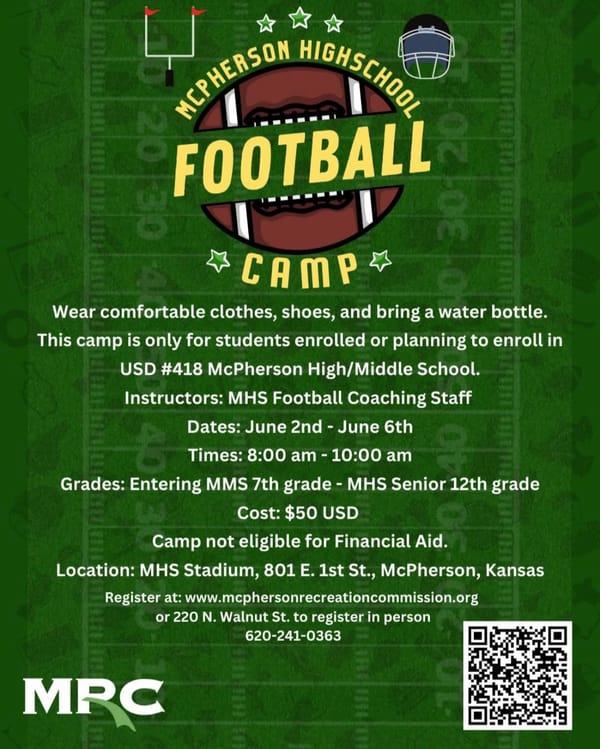 McPherson High School Announces Summer Football Camp for District Students