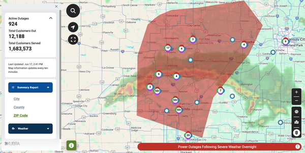 Severe storms leave more than 1,000 without power in Hutchinson