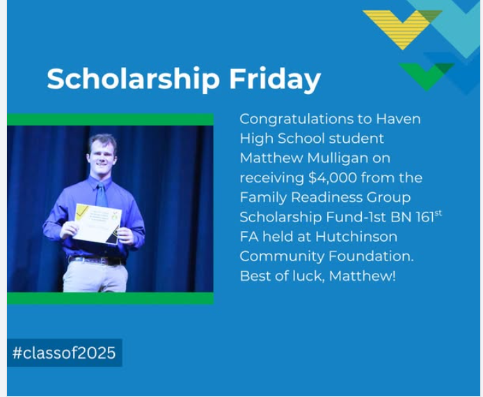 Haven Student Receives $4,000 Military Scholarship