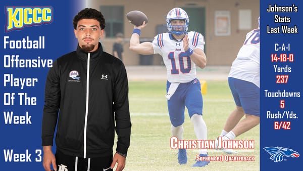 Johnson Explodes for Career Day as Hutch QB Claims KJCCC Honor