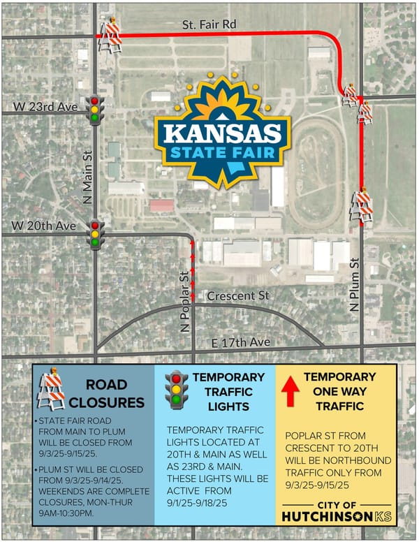 Hutchinson Announces Traffic Changes for Kansas State Fair