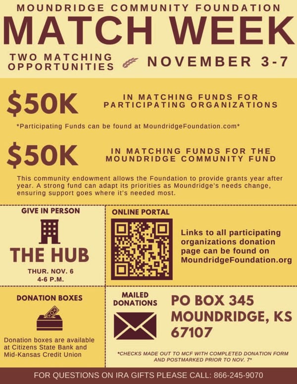 Moundridge Community Foundation Launches 10th Annual Match Week