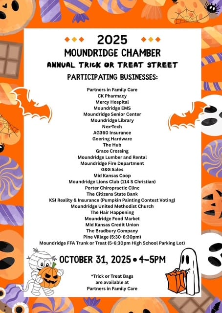 Moundridge Chamber Hosts Annual Trick or Treat Street