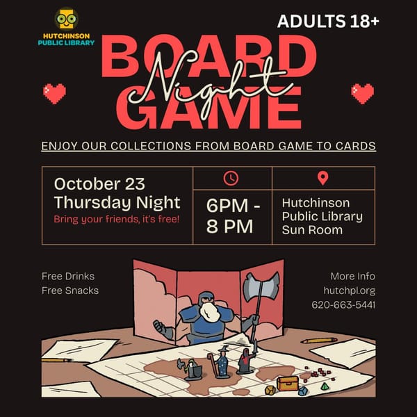Hutchinson Public Library to host first board game night Thursday