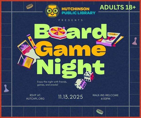Hutchinson Public Library to host second Board Game Night for adults