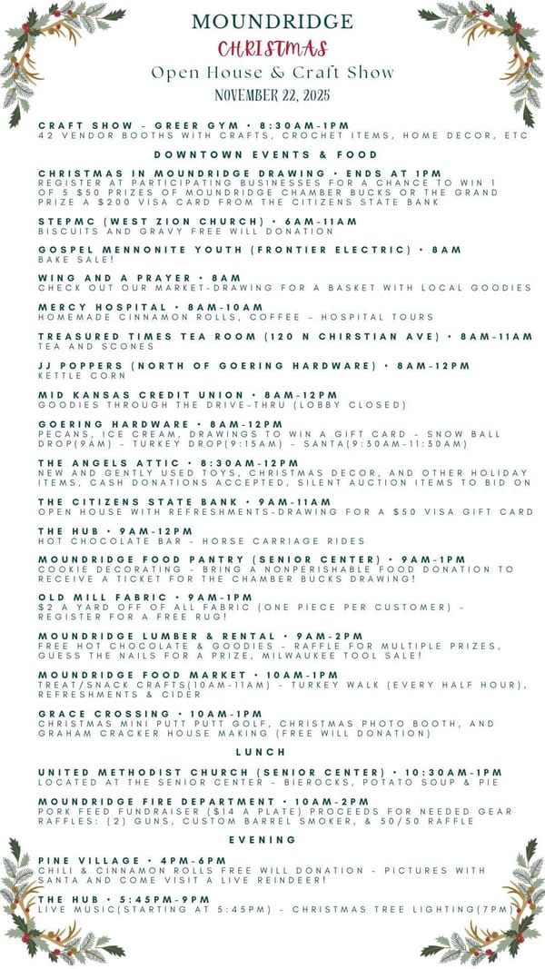 Moundridge Celebrates Christmas with Community-Wide Open House and Craft Show