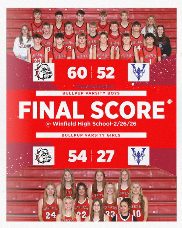 Bullpup Boys, Girls Top Winfield on the Road