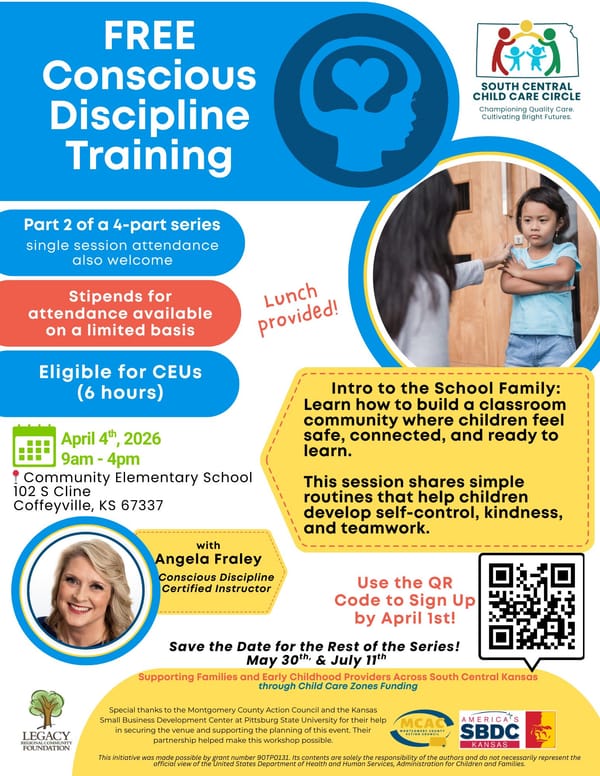 Free Child Care Training Offered April 4 in Coffeyville